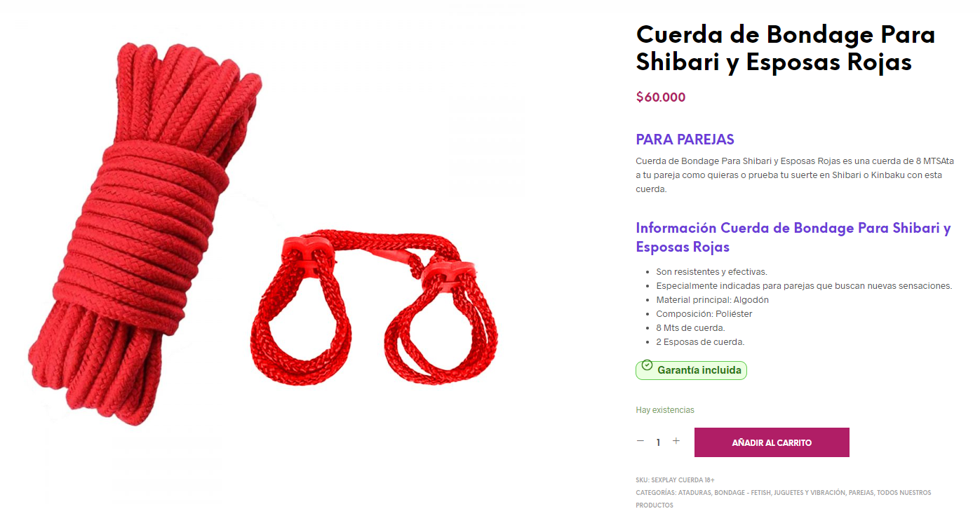 Cuerda de Bondage Para Shibari y Esposas Rojas - Imagen 2